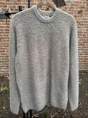 Zara Men's Bouclé Crewneck Sweater in Taupe